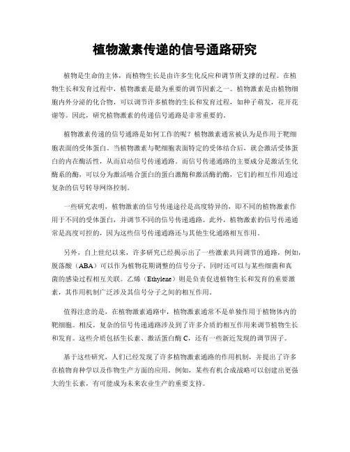 植物激素传递的信号通路研究