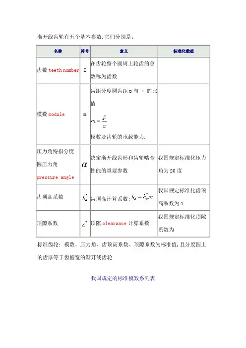 齿轮模数选取及相关国家标准