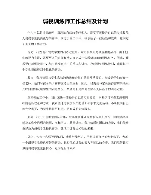 弱视训练师工作总结及计划