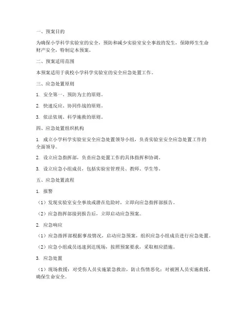 小学科学实验室安全应急处置预案