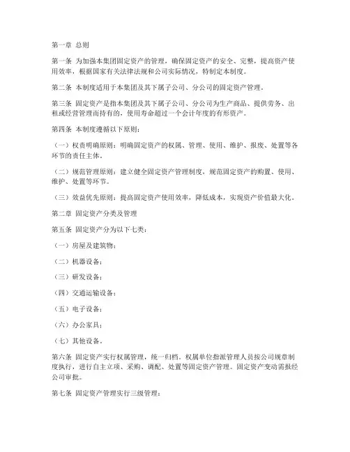集团固定资产管理制度范本