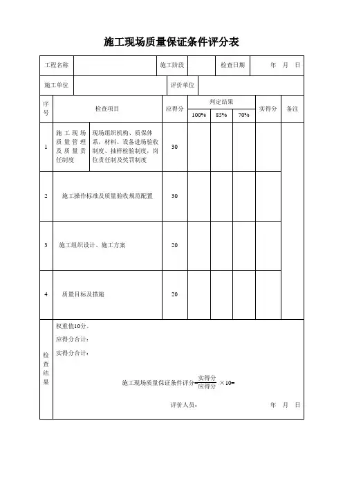 GBT50375-建筑工程施工质量评价标准(表格)