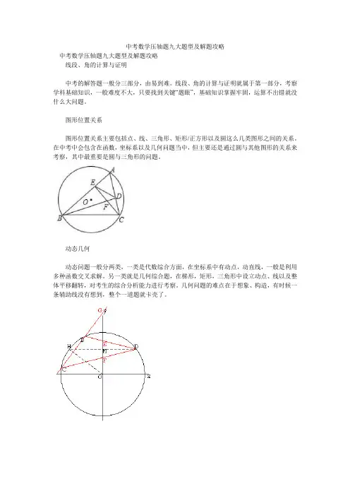 中考数学压轴题九大题型及解题攻略