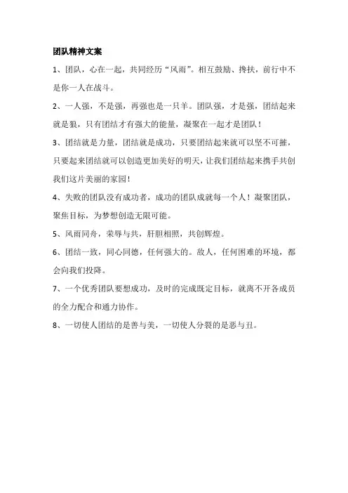 团队精神文案