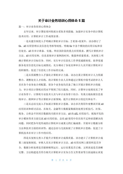 关于审计业务培训心得体会5篇