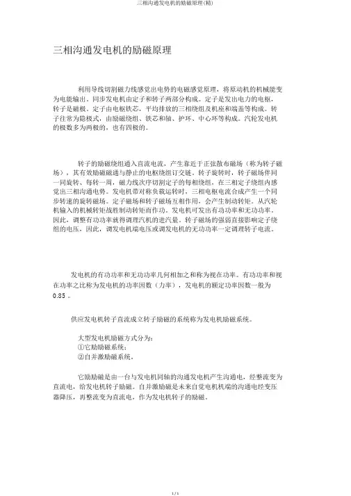 三相交流发电机的励磁原理(精)