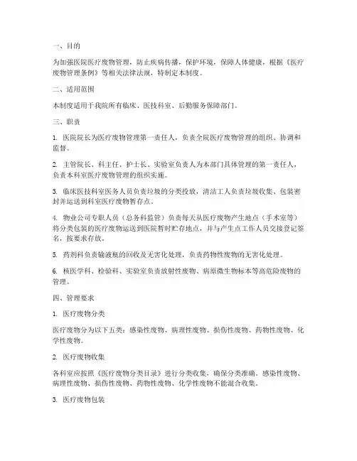 医院医疗废物责任管理制度