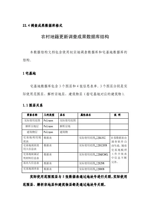 农村地籍更新调查成果数据库结构