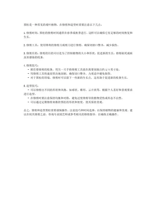 黑松怎样修剪和造型