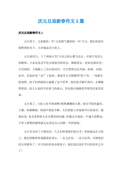 庆元旦迎新春作文5篇