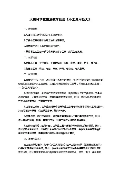 大班科学教案及教学反思《小工具用处大》