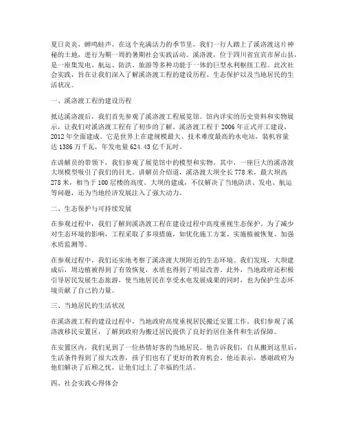 暑期社会实践溪洛渡