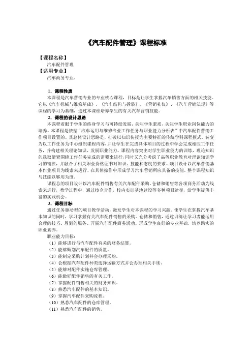 汽车配件管理