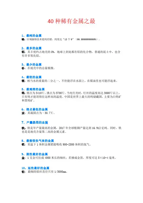 40个稀有金属介绍