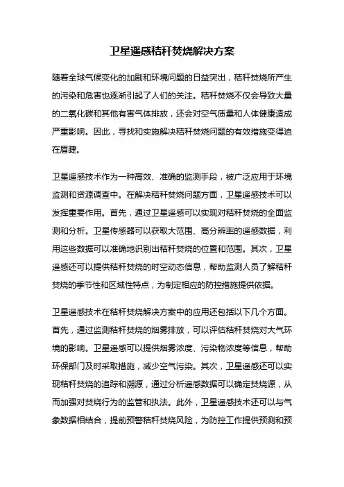 卫星遥感秸秆焚烧解决方案