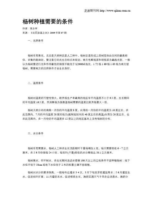 杨树种植需要的条件