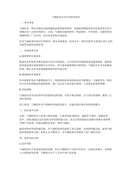 气凝胶项目可行性研究报告