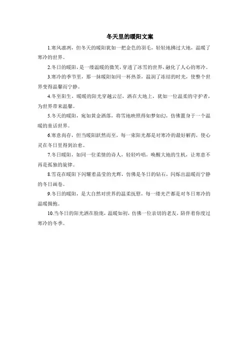 冬天里的暖阳文案