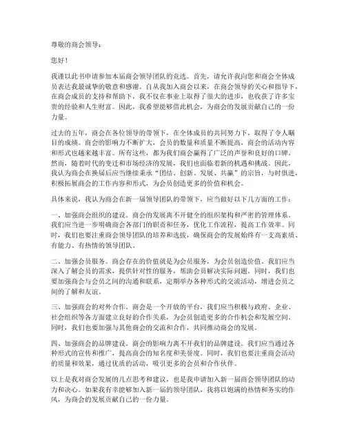 商会换届后申请书模板范文