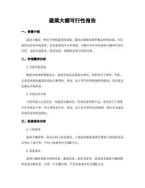 蔬菜大棚可行性报告