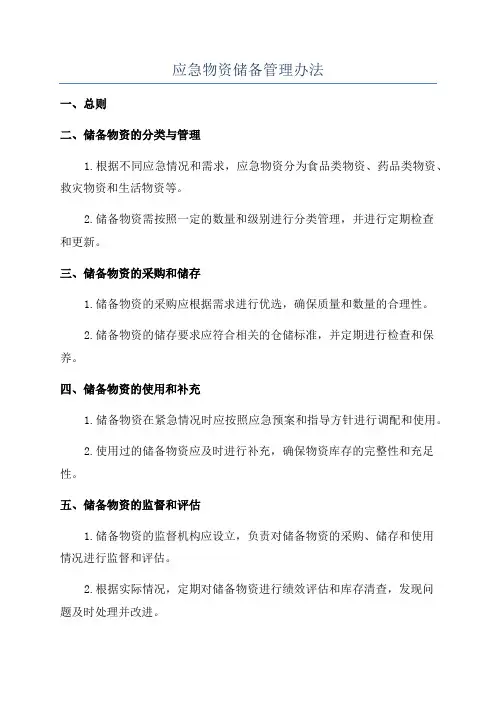 应急物资储备管理办法