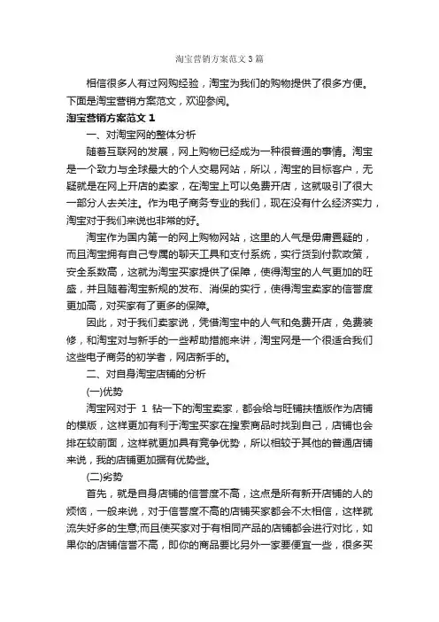 淘宝营销方案范文3篇_策划方案_