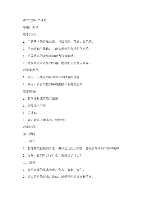 幼师乐理讲课教案模板范文
