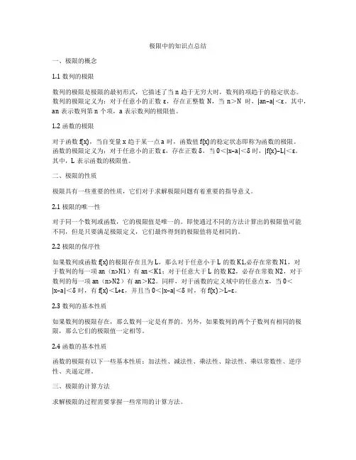极限中的知识点总结