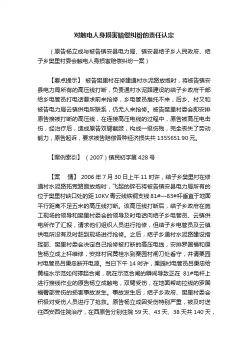 对触电人身损害赔偿纠纷的责任认定
