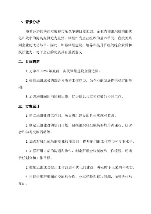 2024年班组建设实施方案