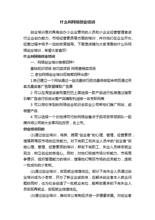 什么叫网络创业培训