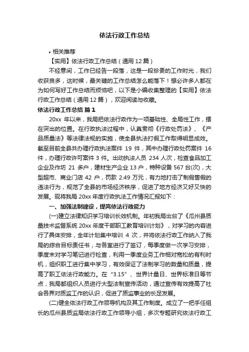 依法行政工作总结