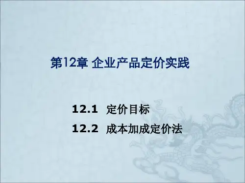 企业产品定价实践