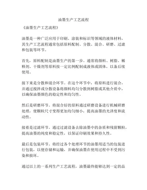 油墨生产工艺流程