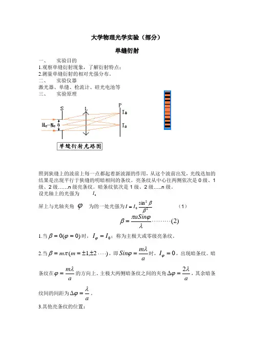 大学物理光学实验部分