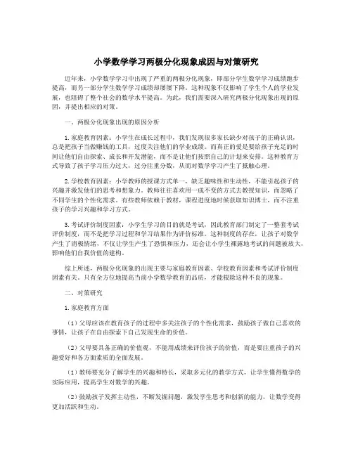 小学数学学习两极分化现象成因与对策研究