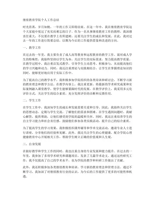 继续教育学院个人工作总结