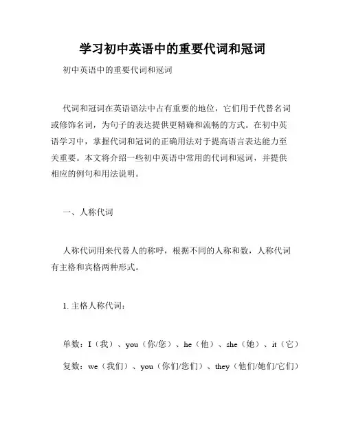 学习初中英语中的重要代词和冠词