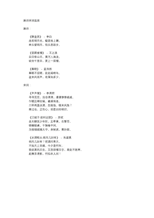 唐诗宋词选读