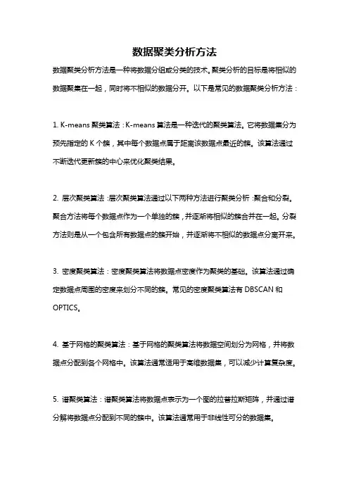 数据聚类分析方法