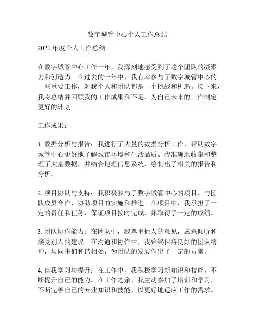 数字城管中心个人工作总结