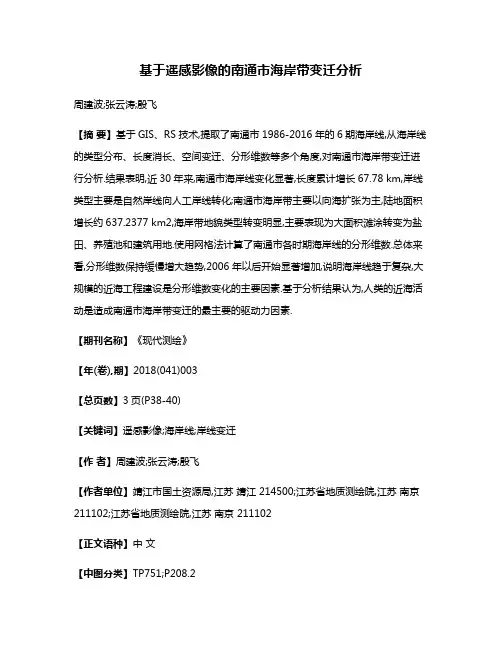 基于遥感影像的南通市海岸带变迁分析