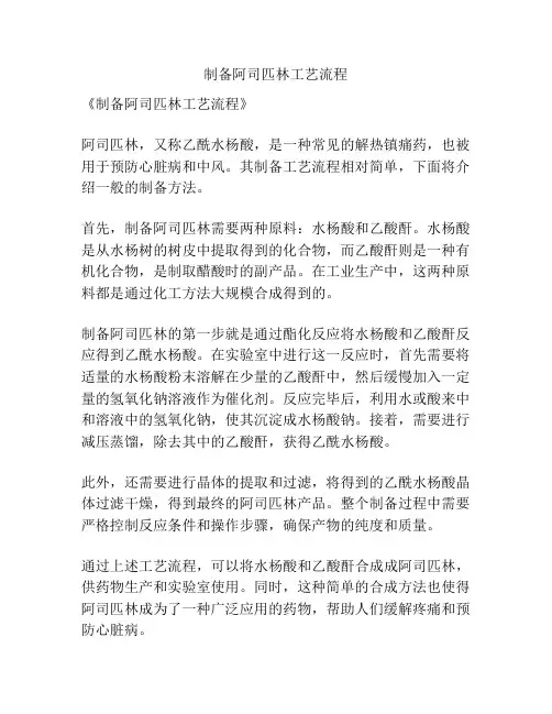 制备阿司匹林工艺流程