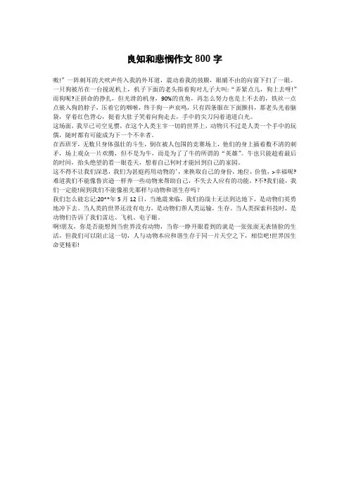 良知和悲悯作文800字