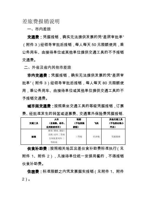 差旅费报销说明