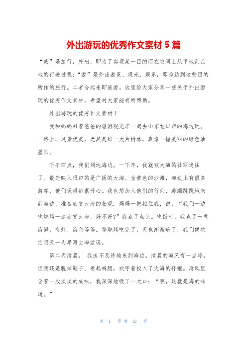 外出游玩的优秀作文素材5篇
