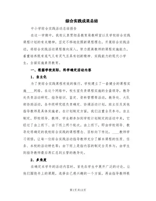 综合实践成果总结(2篇)