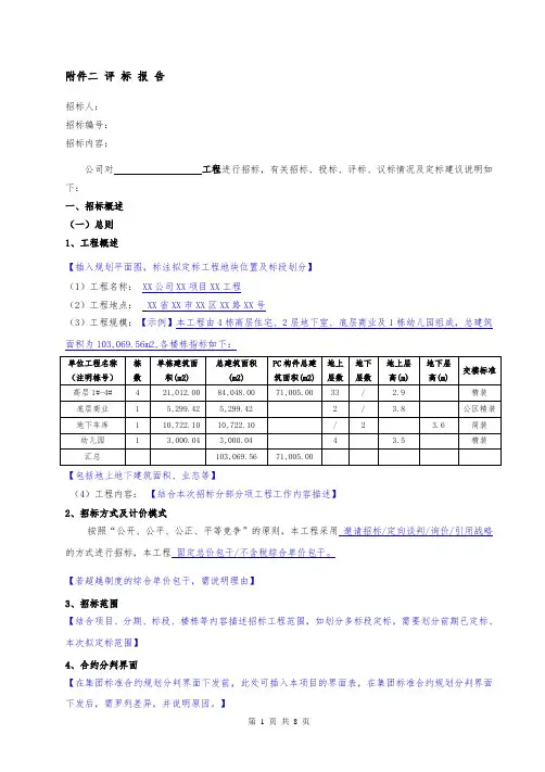 评标报告(总承包示例)