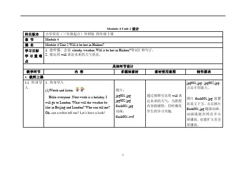 Module_4_Unit_2Will it be hot in Haikou外研版英语四年级下册