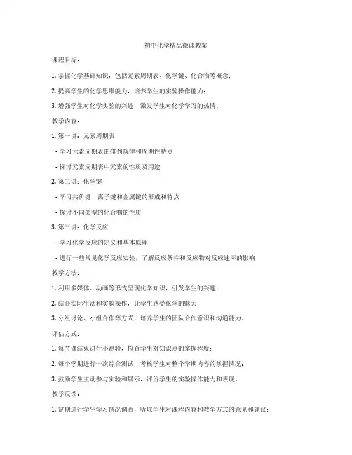 初中化学精品微课教案
